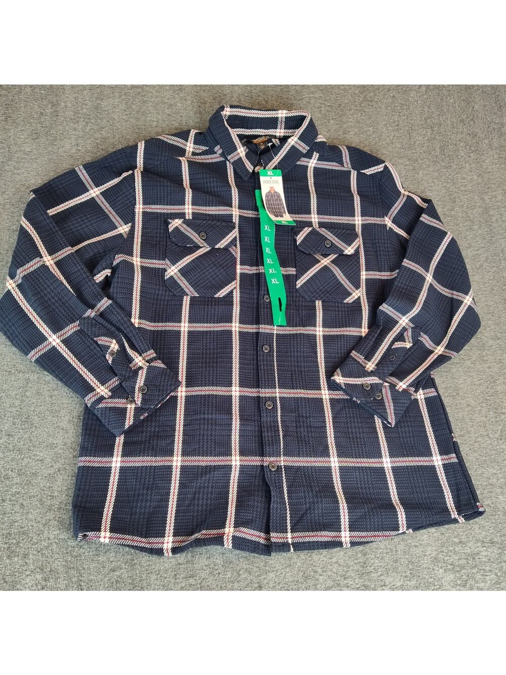 Pacific Trail Shirt Mens XL Plaid Button Up Long Sleeve Dark Blue Flannel NWT